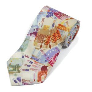 Novel Ties Money Euro Dollar Bill Rainbow Men's  Neck Tie